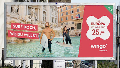 Werbeplakat Wingo Trevi Brunnen