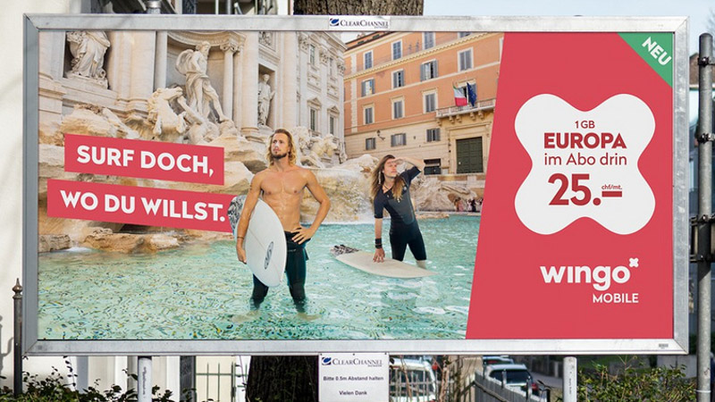 Werbeplakat Wingo Trevi Brunnen
